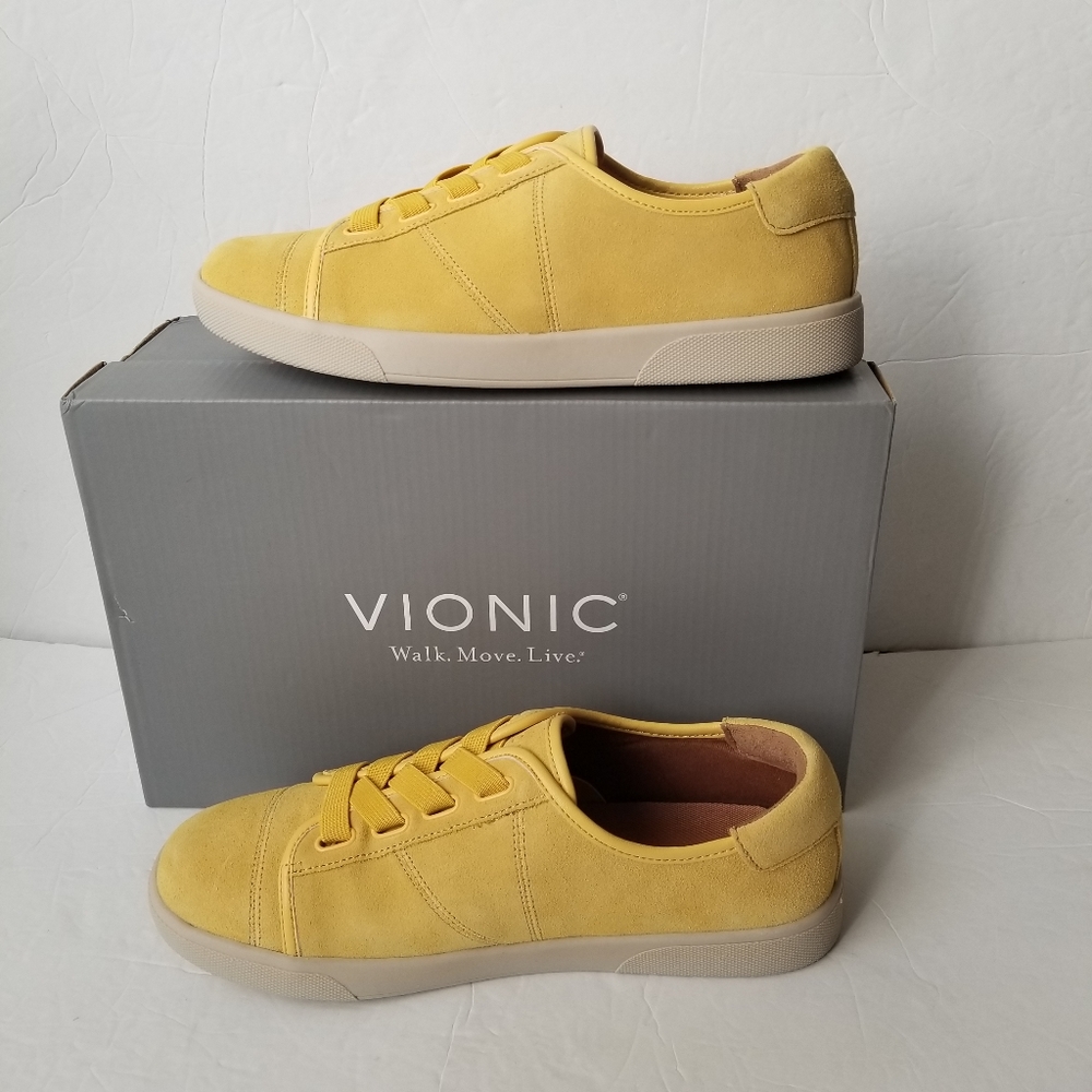 Vionic Jean Buttercup Yellow Suede Sneakers Women Size 6
